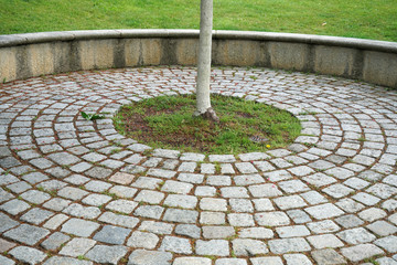 Cobblestone artistically laid in a park in Bavaria