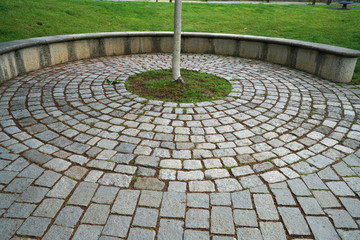 Cobblestone artistically laid in a park in Bavaria