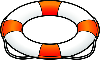 A white and orange lifesaver / life preserver.