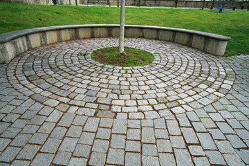 Cobblestone artistically laid in a park in Bavaria