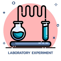 Science chemical experiment filled outline style.