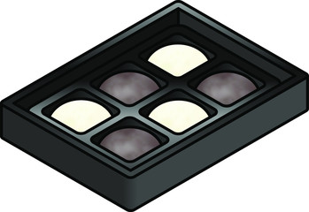 A box of 6 mochi (Japanese rice cakes) - traditional white and black sesame.