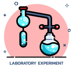 Science chemical experiment filled outline style.