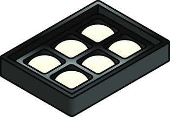 A box of 6 mochi (Japanese rice cakes) - traditional white plain rice.
