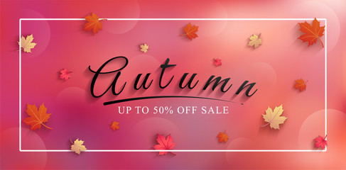 special offer autumn. and sales banner Design. and colorful seasonal fall leaves. and for shopping discount promotion. and frame leaflet or web banner. and used as illustration or background.
