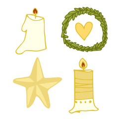 christmas doodles set with candles