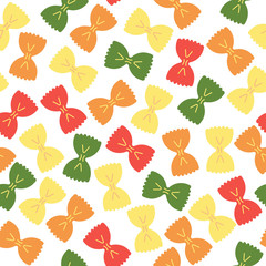 Fototapeta premium Farfalle seamless pattern with colorful line icons. Italian pasta.