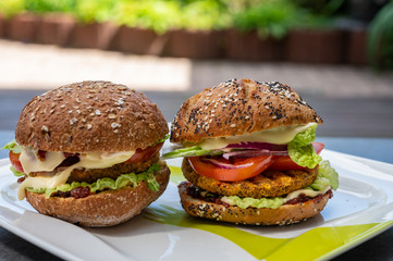 Fresh tasty meat free vegetarian burger made from high quality organic ingredients