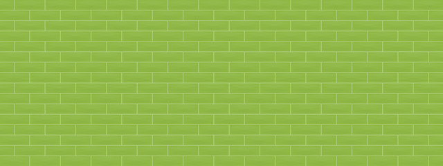 Green brick wall background texture, architecture home interior surface wallpaper, vector illustration abstract pattern seamless art in spring