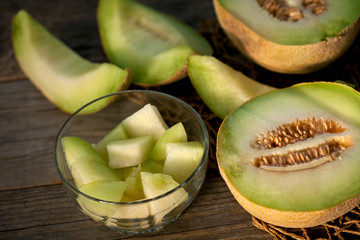 ripe melons on the kitchen table
