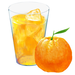オレンジジュースと果実