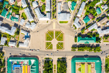 Panorama of the city and the Central Square and the shopping arcade, architectural heritage in the...