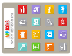 utensils for beverages icon set