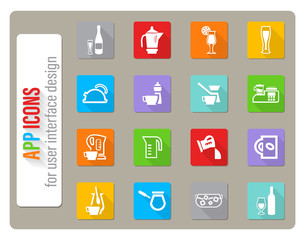 utensils for beverages icon set