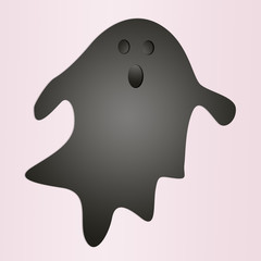 Paper cut ghost on pink background , halloween illustration concept