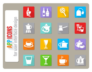utensils for beverages icon set