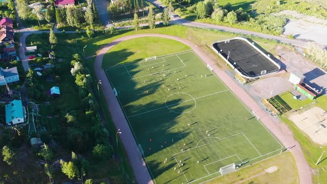 Sortavala town Stadium (Republic of Karelia, Russia) aerial view