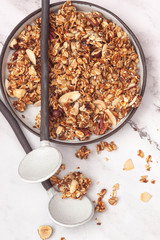Healthy Homemade Granola with Nuts .Diet  Concept. Healthy Food sweet dessert