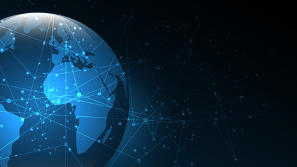 Global network connection World map abstract technology background