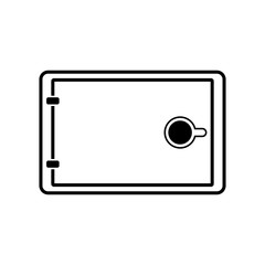 Security metal safe flat color line icon.