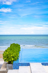 Fototapeta na wymiar Luxury swimming pool at tropical resort