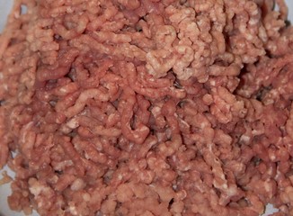 Texture of ground meat of poultry, pork and beef