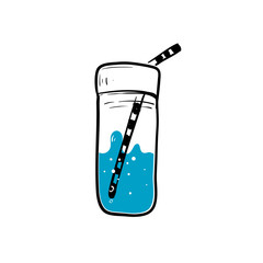 hand drawn glass of water drink illustration icon doodle