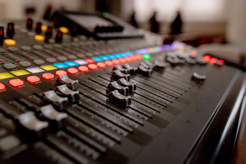 Obraz na płótnie Canvas buttons equipment for sound mixer control, equipment for sound mixer control, electornic device