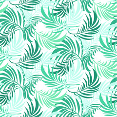 Seamless  pattern with tropical leaves