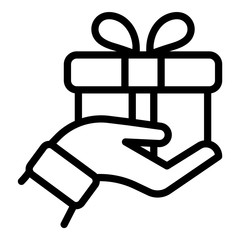 Present In Hand Flat Icon Isolated On White Background