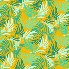 Seamless  pattern with tropical leaves