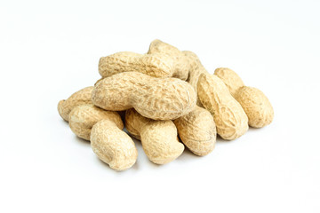 Group of peanuts in shell isolated on white background