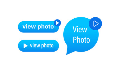 View Photo icon button. Direct Messaging. Sticker set. Vector on isolated white background. EPS 10.