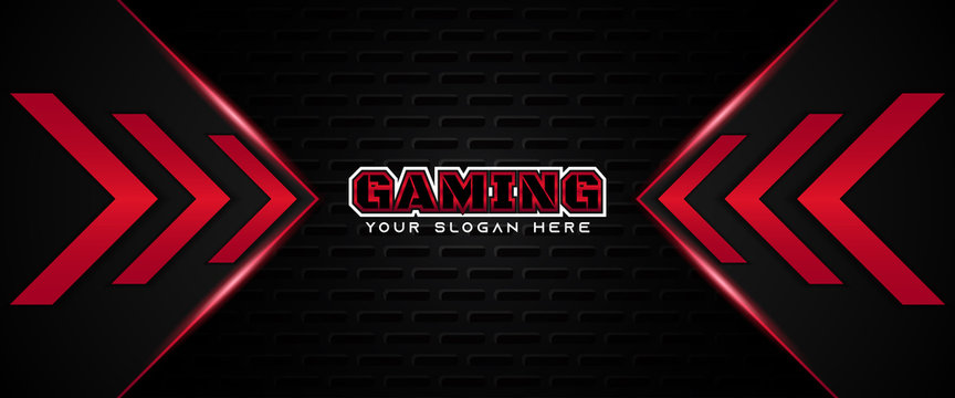 Futuristic red and black abstract gaming banner design with metal  technology concept. Vector illustration can use for business corporate  promotion, game header social media, live streaming wallpaper Stock Vector  | Adobe Stock