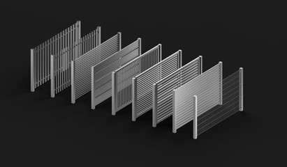 A 3d render of a steel fence