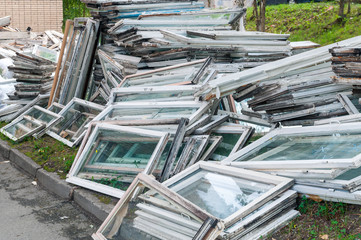 lots of old window frames