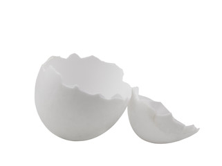 White duck egg shells isolated on white background 