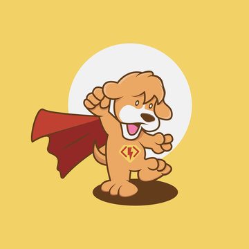 Illustration Of A Cute Dog Superhero Clenching His Fist