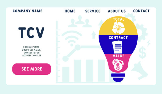 Vector website design template . TCV  - total contract value illustration for website banner, marketing materials, business presentation, online advertising.