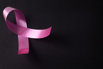 Pink ribbon  breast Cancer Awareness month, Healthcare, International Women day and World cancer day concept,on white background, copy space