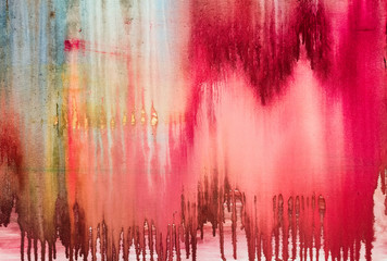 watercolor drips. Abstract painting. Oil on canvas. Colorful Background texture. Blue and red color. close-up Fragment