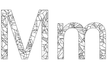 polygon letter m illustration set in vector format