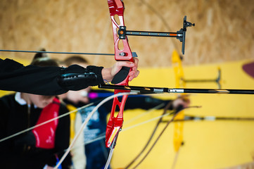 Archery. Archer exercise with the bow