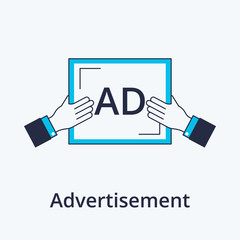 Concept of advertisement in flat line design. Icon in trend style. Modern vector illustration
