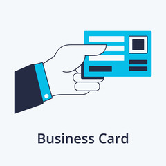 Concept of business card in flat line design. Icon in trend style. Modern vector illustration