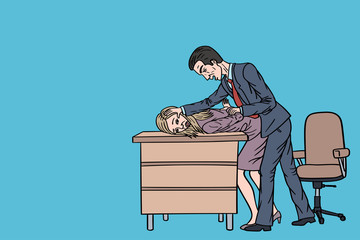 A man forces a girl to have sex in the office.