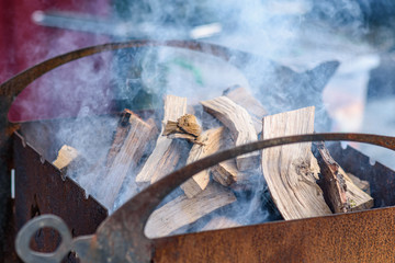 firewood flame for barbecue
