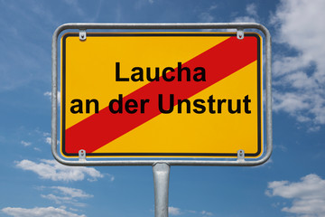 Ortstafel Laucha an der Unstrut