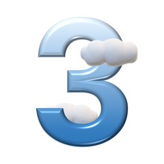 3D BLUE NUMBER TEXT CLOUDS WITH WHITE BACKGROUND