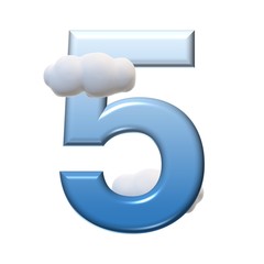 3D BLUE NUMBER TEXT CLOUDS WITH WHITE BACKGROUND